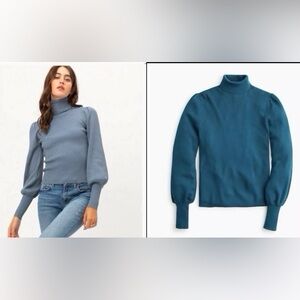 NWOT J.Crew XXS 100% Merino Wool Ribbed balloon puff shoulder sleeve sweater